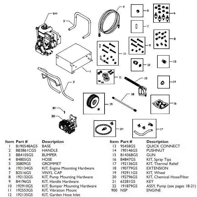 Briggs model 01808-0 parts & pump 195081GS rebuild kits